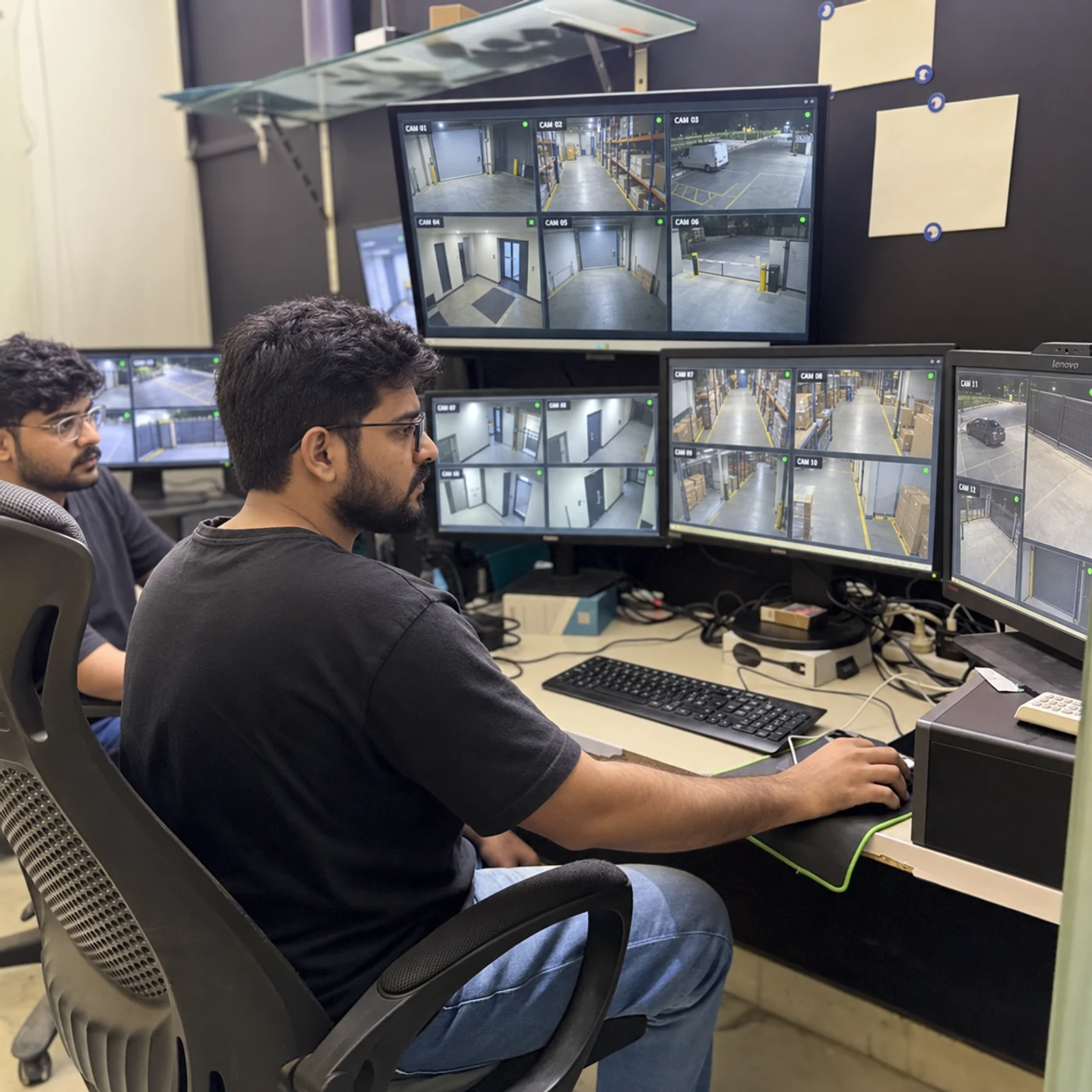 Sentrix operator at a live camera monitoring workstation