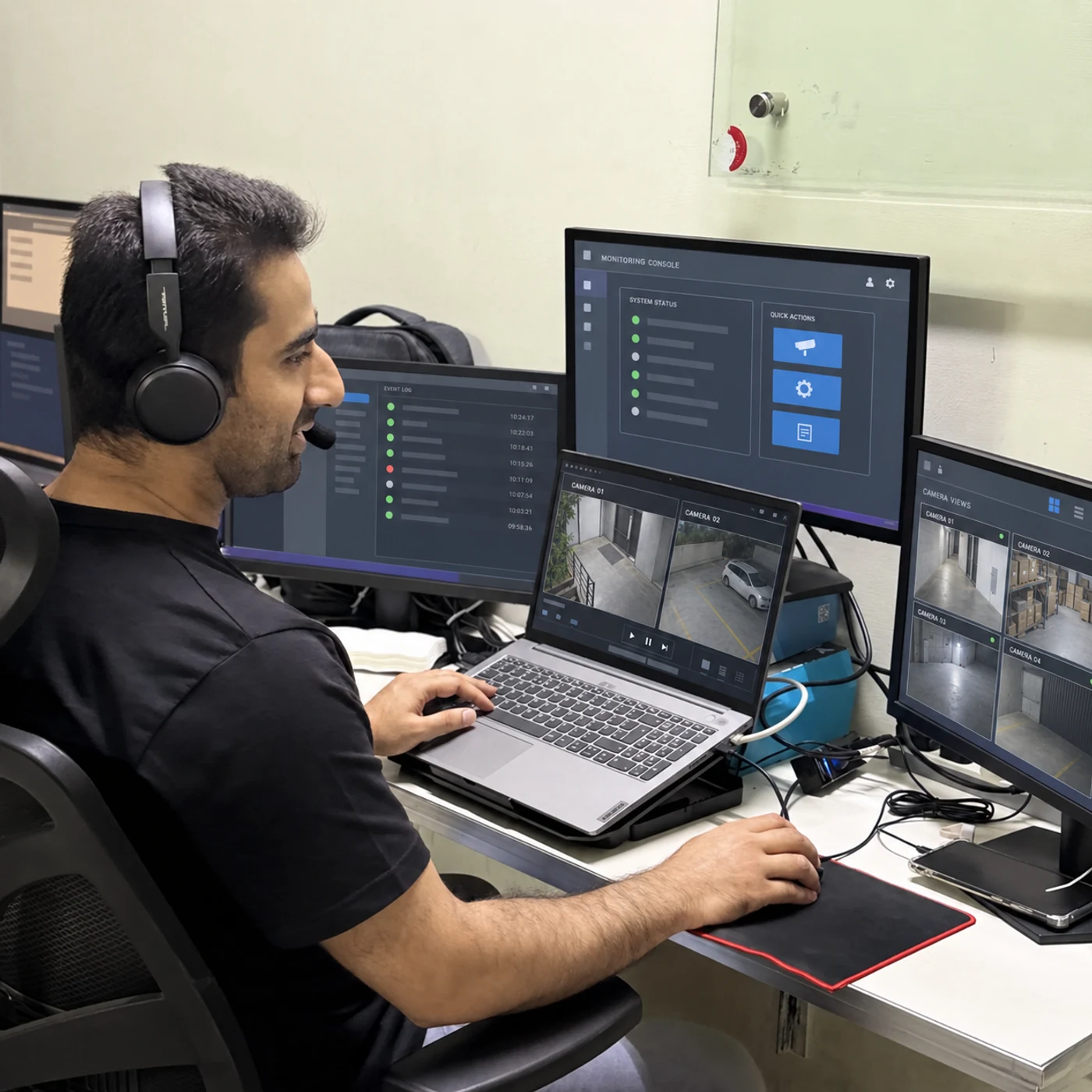 Sentrix operator checking camera views