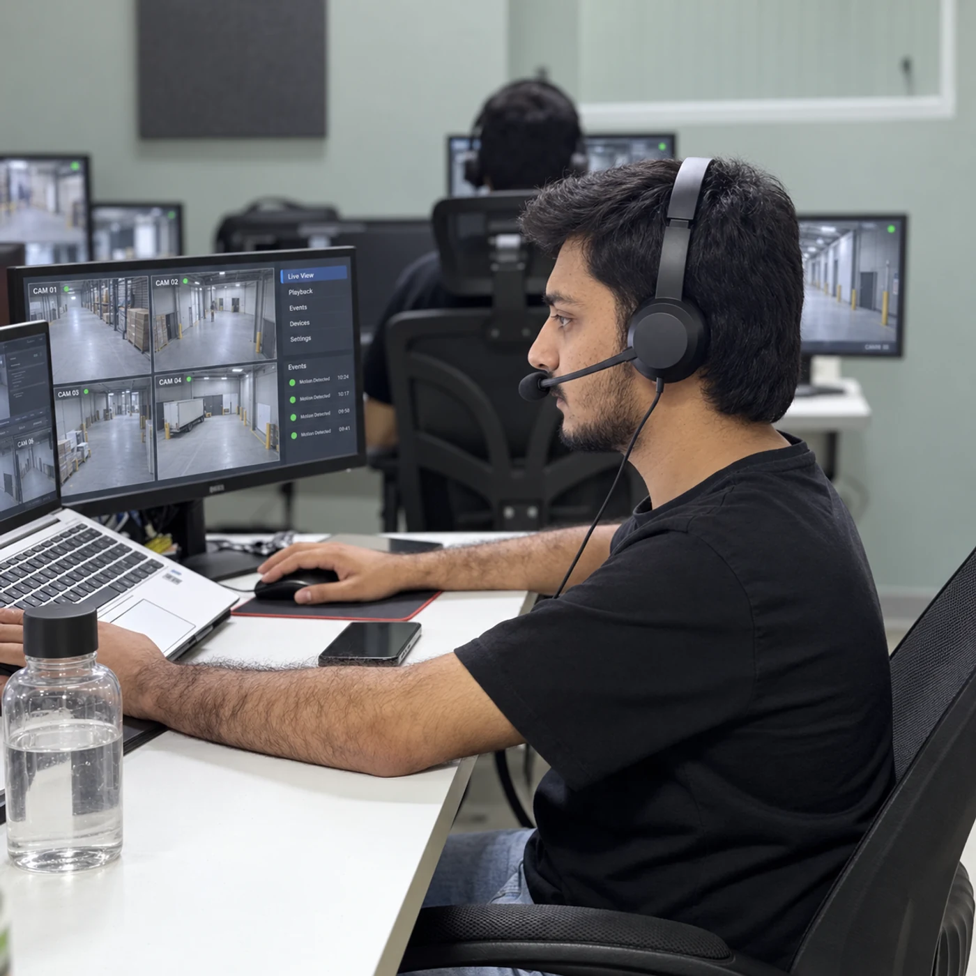 Sentrix monitoring team at a control-room workstation