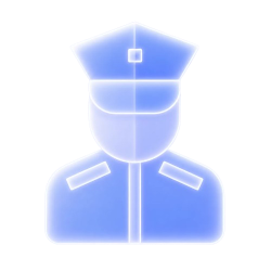 security guard icon for live camera monitoring and crime response